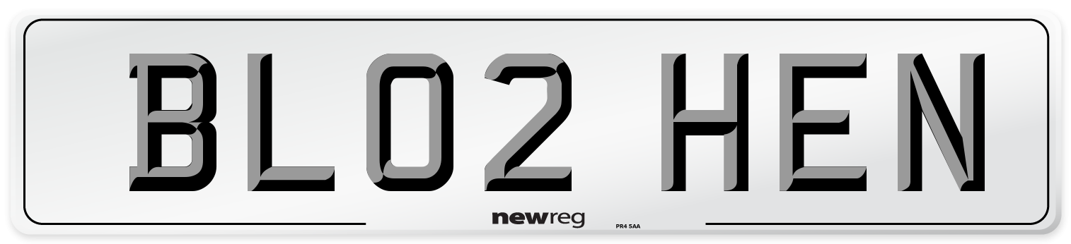BL02 HEN Number Plate from New Reg